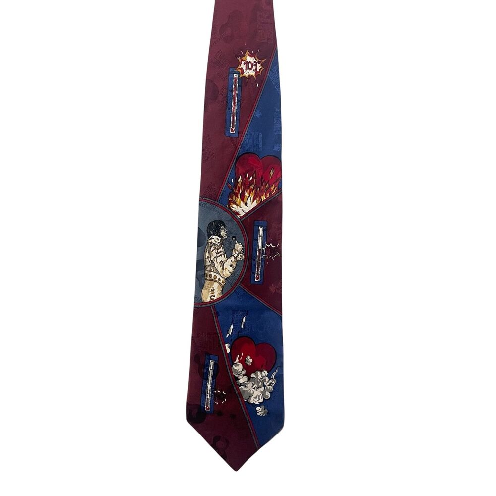 Elvis Presley “Burning Love”‎ Silk Necktie Superba Collection Vintage 1993 Italy